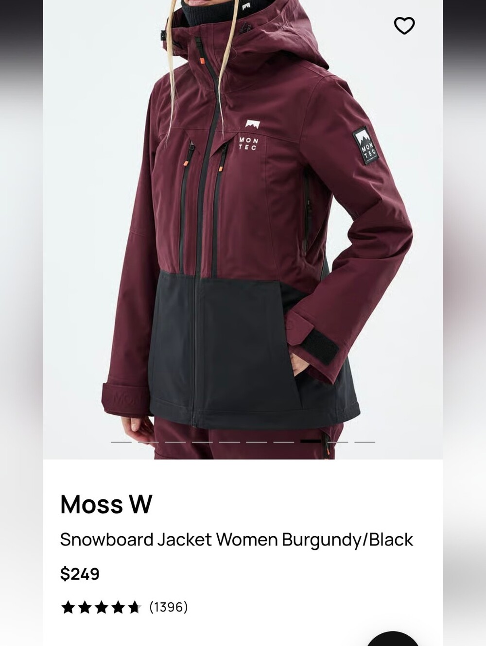 Montec Burgundy and Black Women's Snowboard Jacket